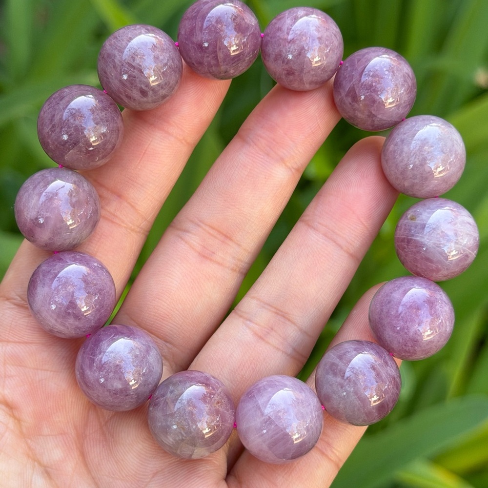 16.5mm‎ chunky stretchable purple rose quartz bracelet 0762